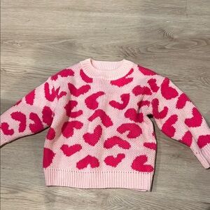 Baby Pink and Hot Pink Heart Pattern Sweater